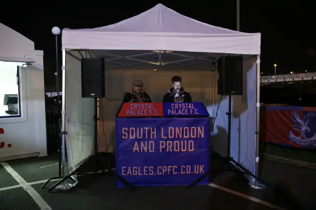 DJ's ahead of kick off at Selhurst Park