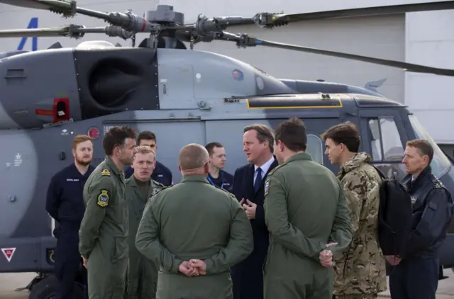 David Cameron speaking to personnel at RAF Northolt ahead of the defence review