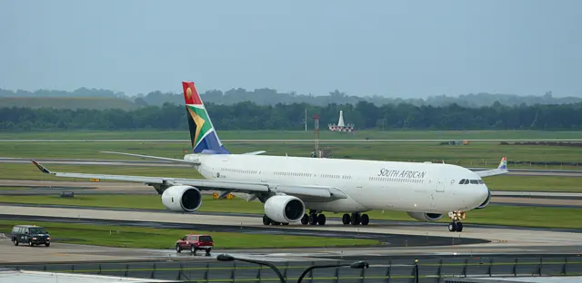 South African Airways jet on the runway