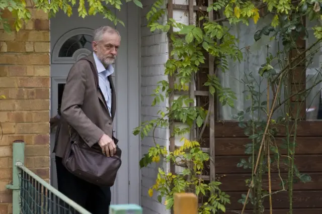 Jeremy Corbyn leaves his home