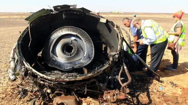 The wreckage of a Russian plane brought down in Egypt on 31 October