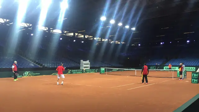 The Belgian Davis Cup team in training