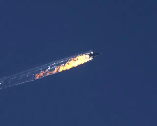 Russian plane burning