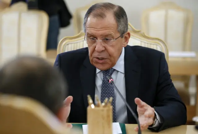 Russian Foreign Minister Sergei Lavrov during a visit to Lebanon