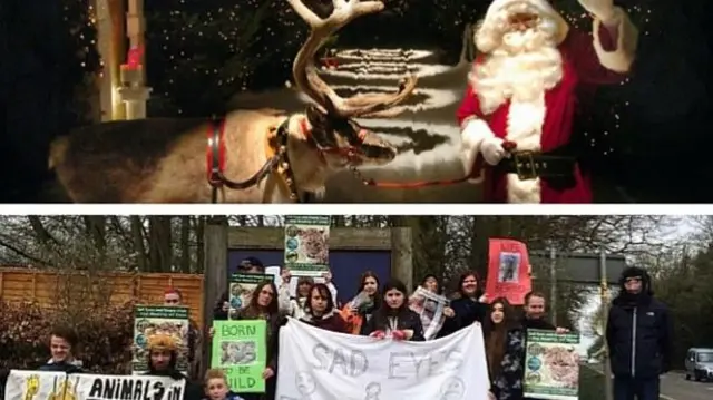 (Above) Santa at the Winter Wonderland event. (Below) The Derby Animal Rights Group