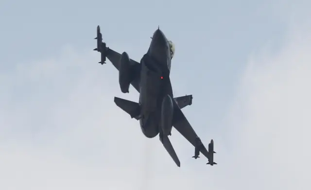 A Turkish F-16 fighter jet takes off from Incirlik airbase in the southern city of Adana, Turkey