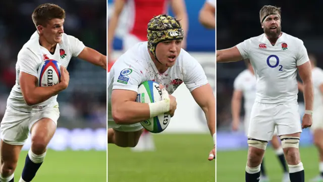 Exeter's Henry Slade (right), Jack Nowell (centre) and Geoff Parling all played for England at the World Cup