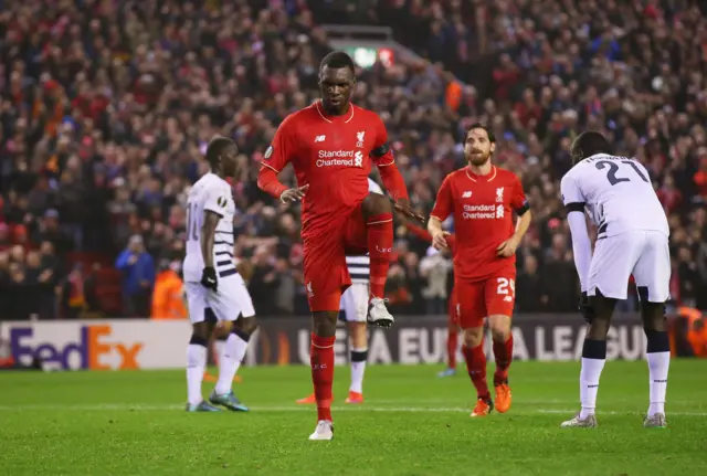 Christian Benteke celebrates