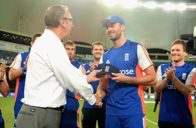 James Vince receives his cap from David Lloyd