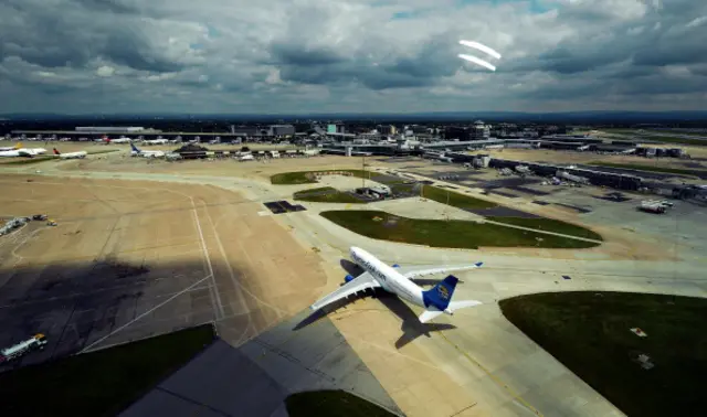 A picture taken from the new Air Traffic Control tower shows Manchester Airport