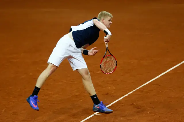 Kyle Edmund of Great Britain serves