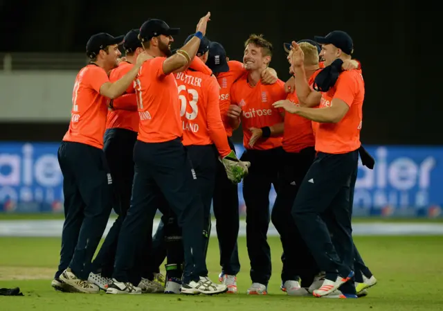 England celebrate winning