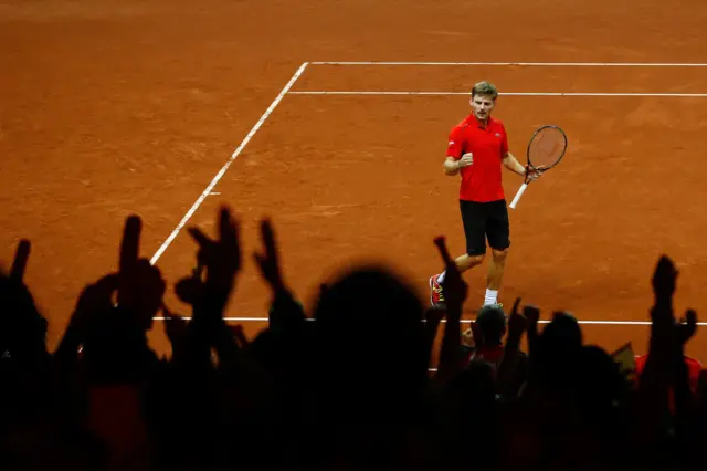 David Goffin of Belgium celebrates