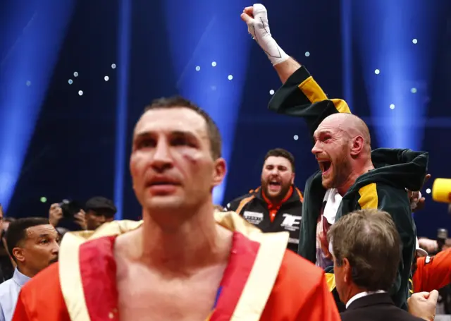 Tyson Fury celebrates