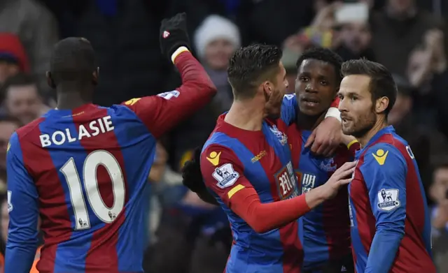 Wilfried Zaha celebrates scoring