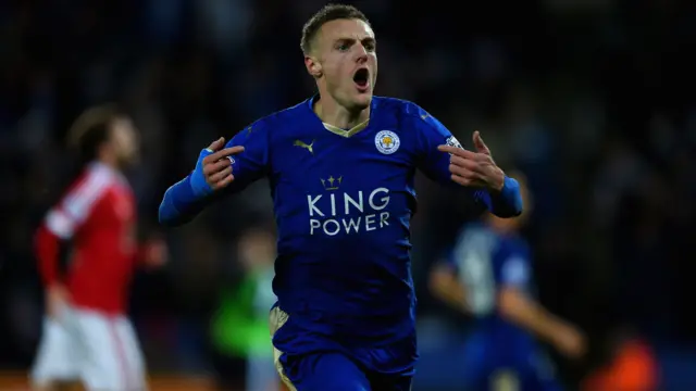 Jamie Vardy celebrates