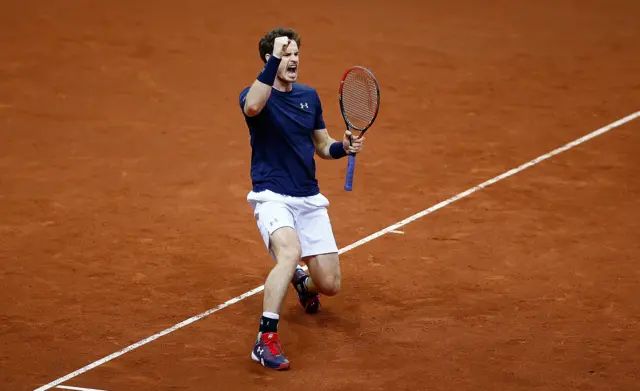 Andy Murray of Great Britain celebrates