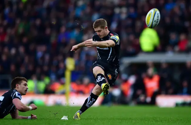 Gareth Steenson converting a try for Exeter