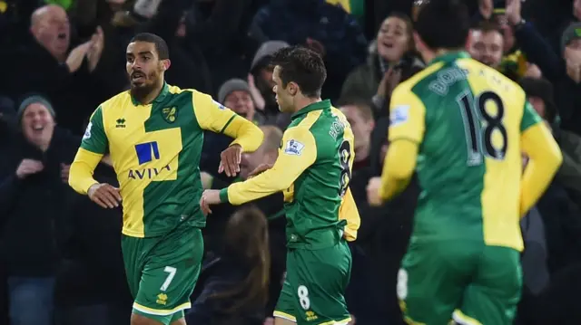 Norwich's players celebrate