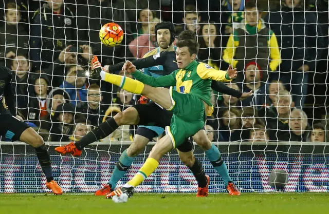 Johnny Howson of Norwich shoots