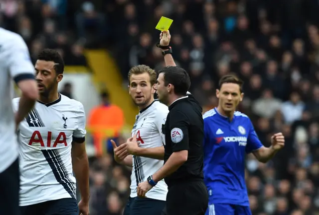 Harry Kane gets a yellow card