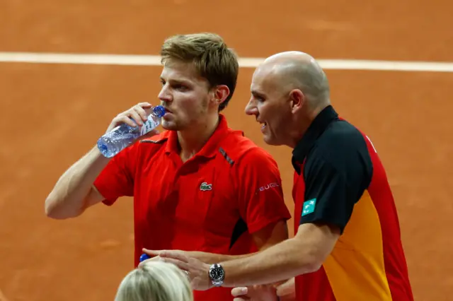 David Goffin has a drink