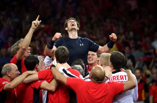 Andy Murray and the GB team celebrate