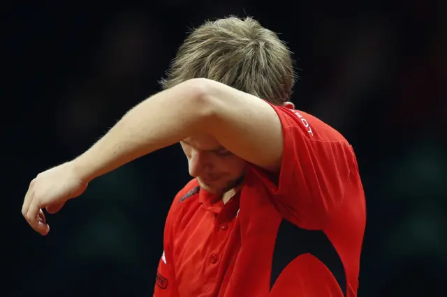 David Goffin wipes his brow