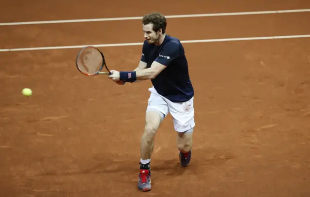 Andy Murray hits a backhand