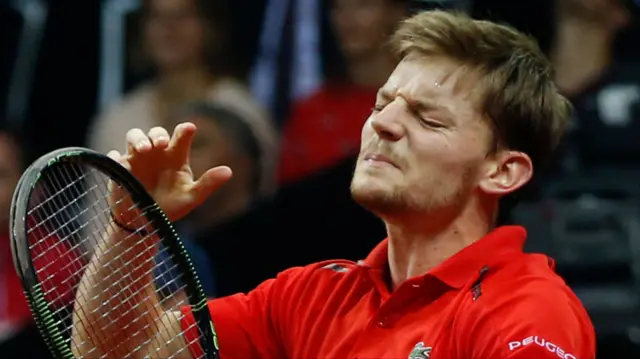 David Goffin reacts to losing a point