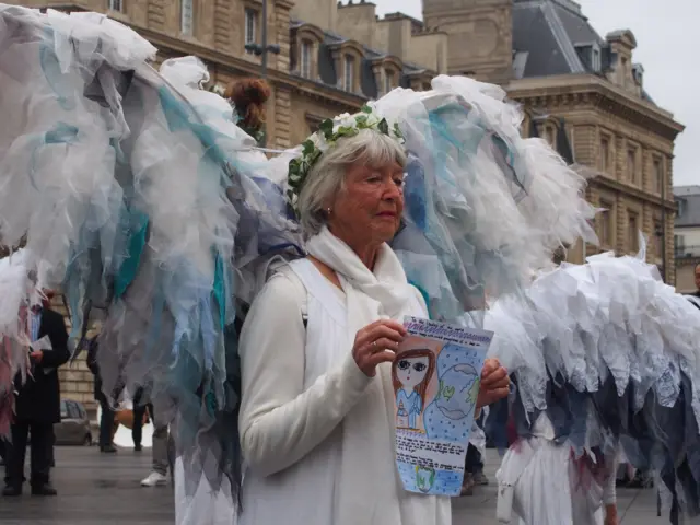 activists dressed as angels