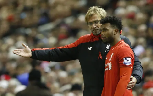 Daniel Sturridge and Jurgen Klopp