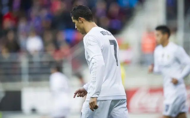 Cristiano Ronaldo looks frustrated