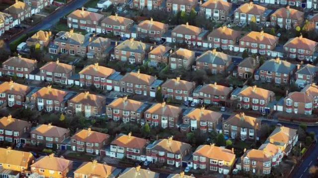 A view from above of houses