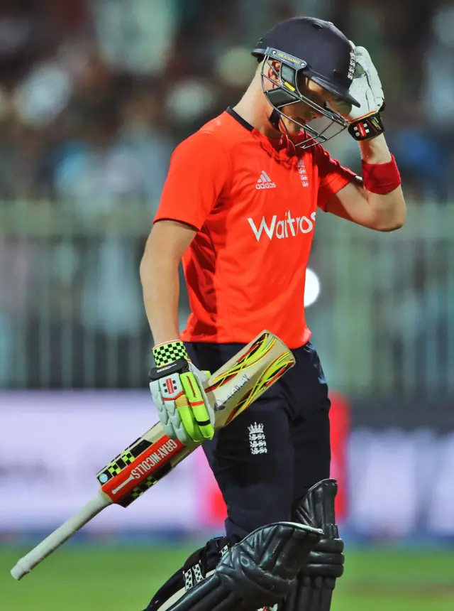 England's Sam Billings is dismissed