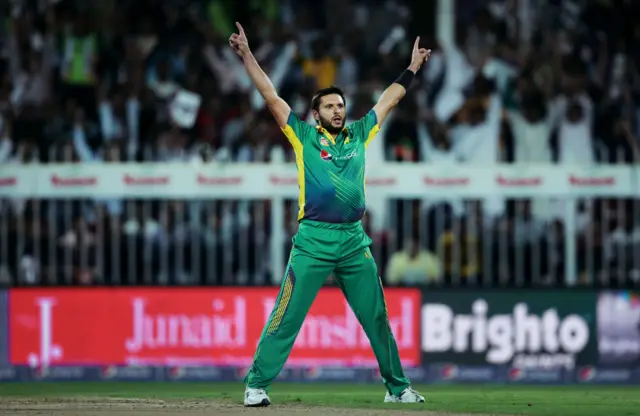 Shahid Afridi celebrates