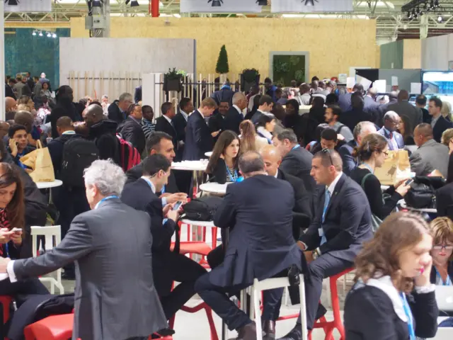 delegates in huge cafe area