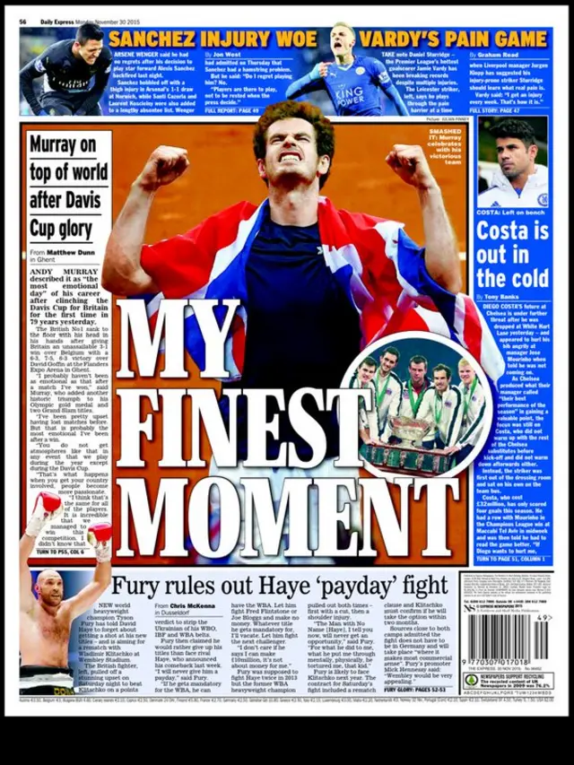 Monday's Daily Express back page