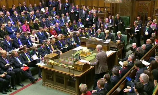 Jeremy Corbyn speaking during Prime Minister's Questions