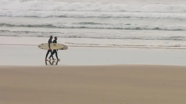 Surfers on beach