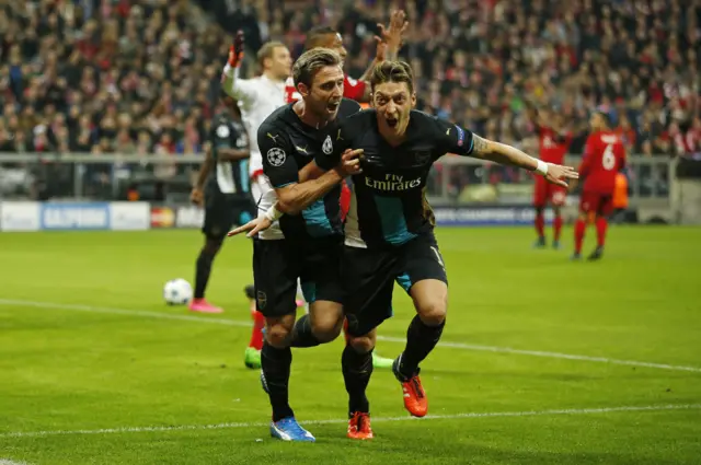 Mesut Ozil celebrates