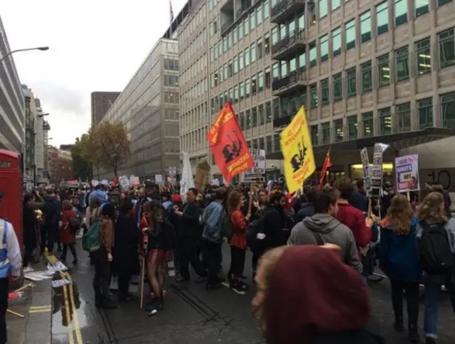 Student protest march against tuition fees and cuts