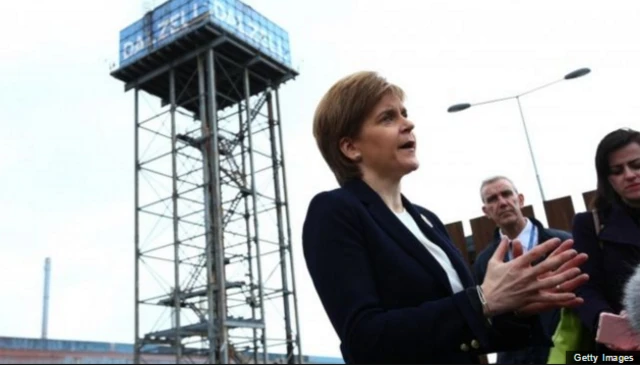 Nicola Sturgeon outside TATA steel