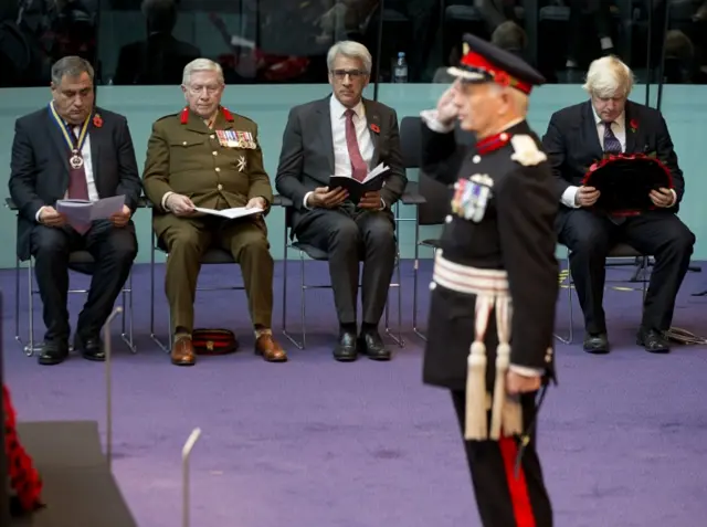 Mayor of London Boris Johnson (right) during the GLA (Greater London Authority) Annual Service of Remembrance at City Hall in London