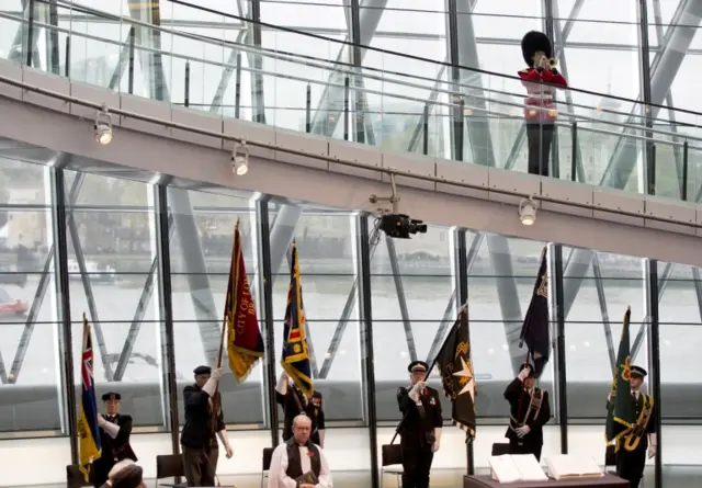 The Last Post is played by Bugler Daniel Fox of the Band of the Scots Guards