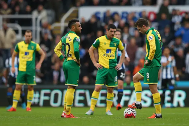 Norwich's players look dejected