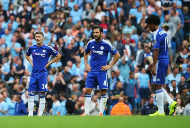 Chelsea players look dejected