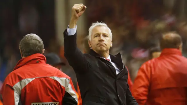 Alan Pardew celebrates win over Liverpool