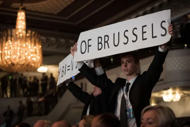 Protesters from the Students for Britain group