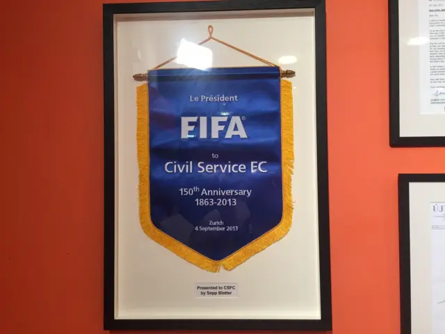 A pennant commemorating Civil Service's 150th anniversary